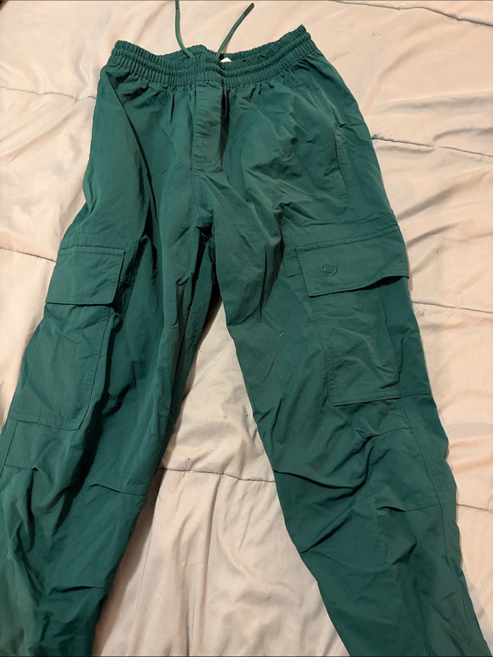 adidas Dark Green Men's Cargo Pants with Drawstring Waist